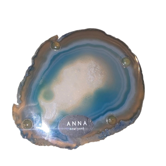 Blue and Brown Agate Slice Home Accent Coaster - Picture 2 of 3